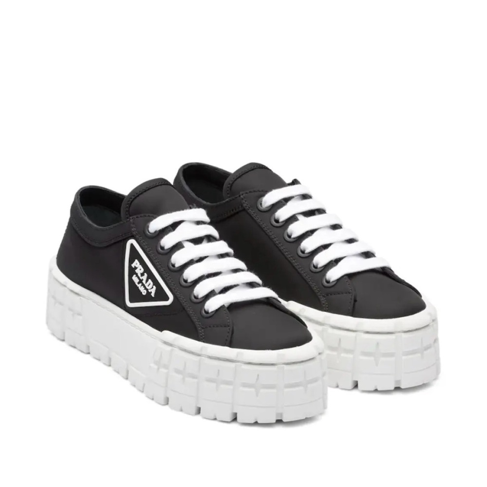 Prada Women's Black and White Platform Sneakers